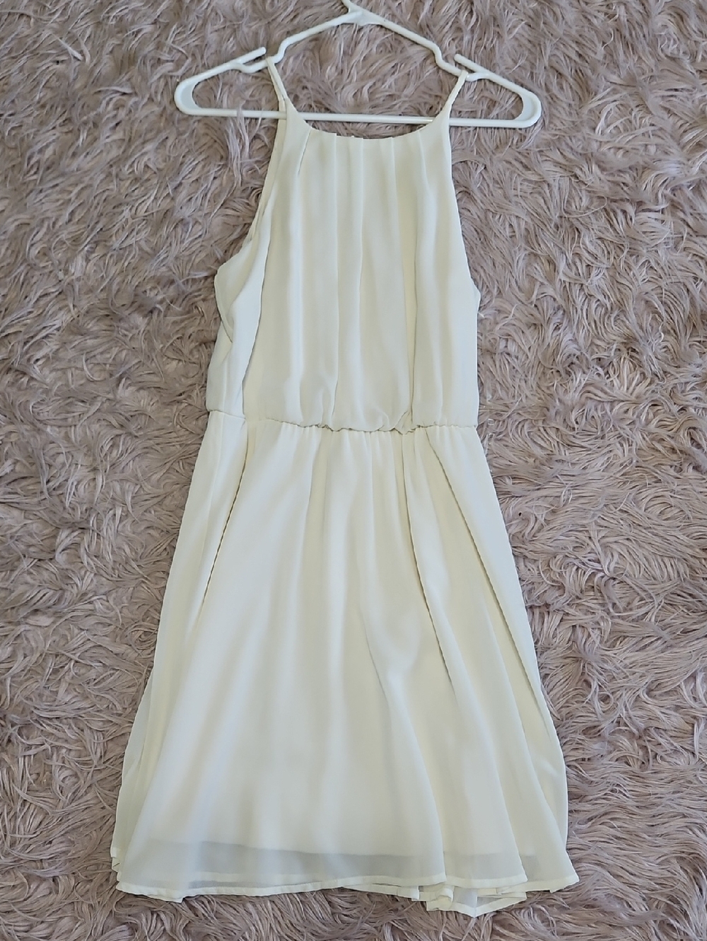 Francesca's Collections Ivory Halter-Neck Midi Dress